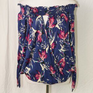 NWT XL Top Floral Shirt Peekaboo Chest Boat Neck Off the Shoulder